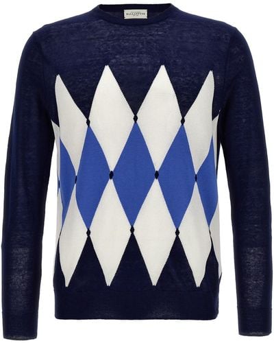 Ballantyne Argyle Sweater, Cardigans - Blue