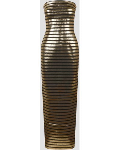 Balmain Striped Maxi Dress - Metallic