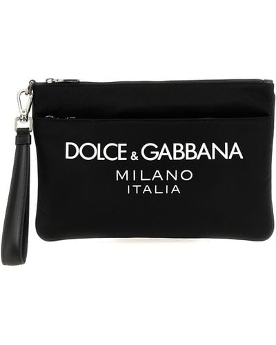 Dolce & Gabbana Logo Print Clutch Bag Hand Bags - Black