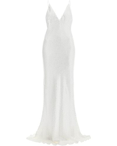 Alessandra Rich Maxi Slip Dress In Cady - White