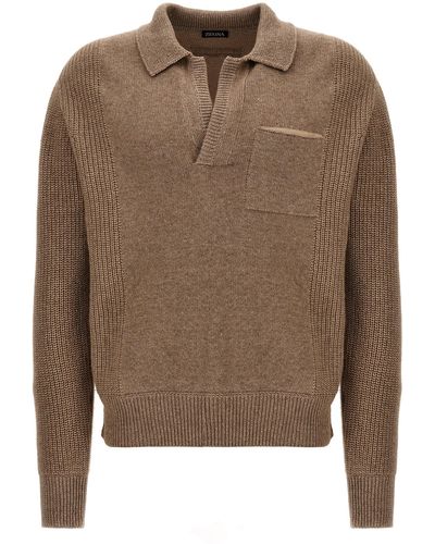Zegna V-neck Sweater Sweater, Cardigans - Brown