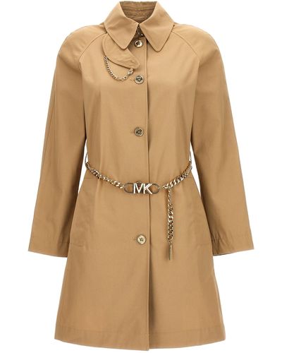 Michael Kors Chain Belt Trench Coat Coats, Trench Coats - Natural