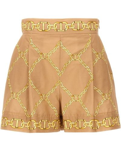 Twin Set Printed Poplin Shorts Bermuda, Short - Natural