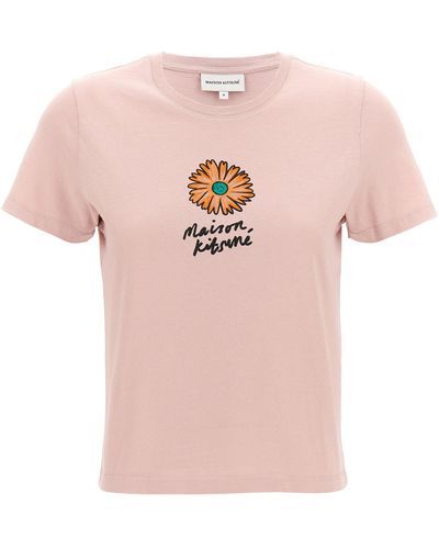 Maison Kitsuné Floating Flower T Shirt Rosa