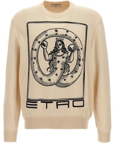 Etro Logo Embroidery Sweater Maglioni Beige - Neutro