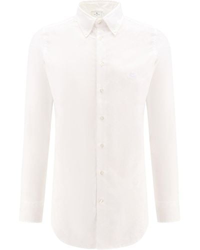 Etro Camicia in cotone con logo Pegaso ricamato - Bianco