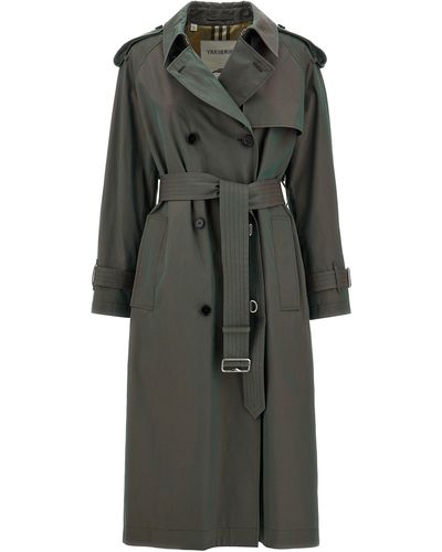 Burberry Long Iridescent Trench Coat Coats, Trench Coats - Grey