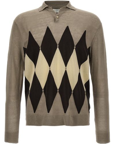 Ballantyne Argyle Sweater, Cardigans - Gray