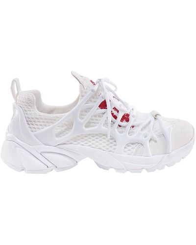 44 Label Group Mesh Sneakers With Embossed Rubber Detail - White