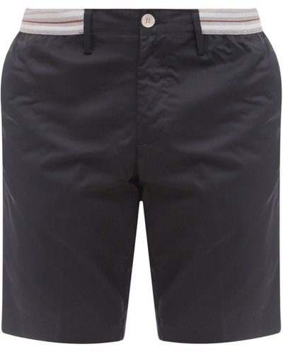 NUGNES 1920 Cotton Blend Bermuda Shorts With Elastic Waistband - Black