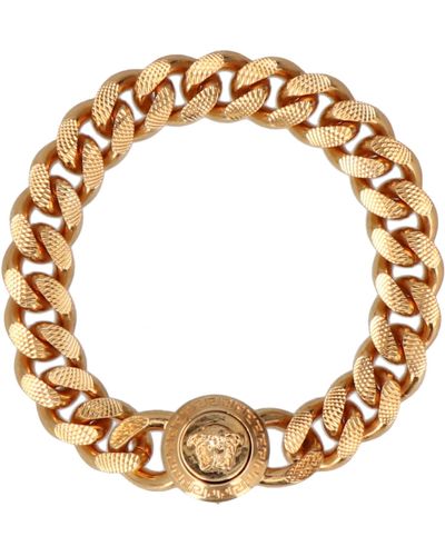 Versace Bracciale a catena in metallo dorato con logo - Metallizzato