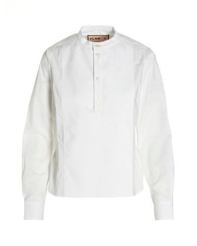 Plan C Piqué Plastron Shirt - White