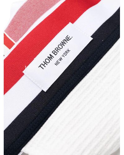 Thom Browne Jock strap w rwb elastic in textured cotton knit - Rosso
