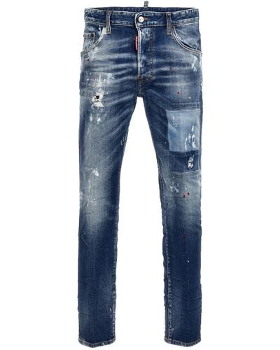 DSquared² Jeans dritto con stampa vernice - Blu