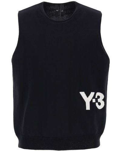 Y-3 Y-3 Knitted Logo Vest - Blue