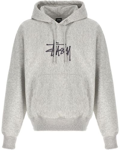 Stussy Logo Hoodie Sweatshirt - Gray