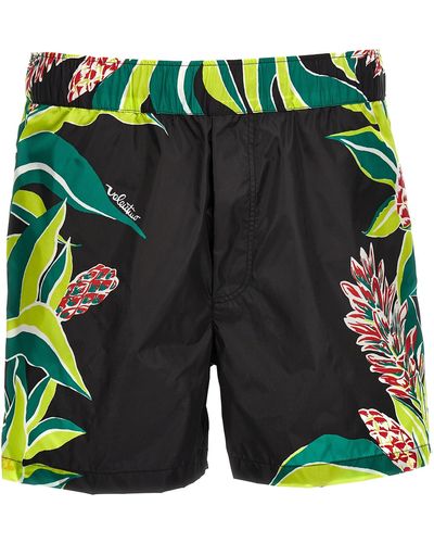 Valentino Garavani Floral Printed Swimming Trunks Beachwear Multicolor - Verde