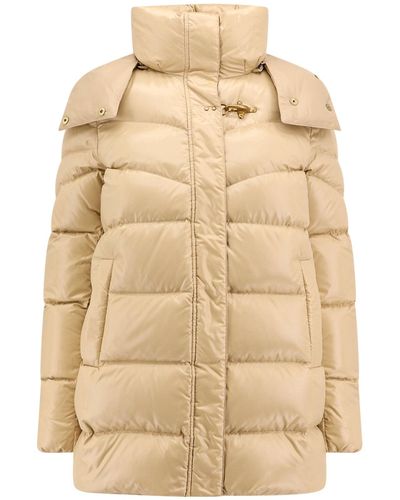 Fay Padded And Quilted Jacket With Removable Hood - Natural