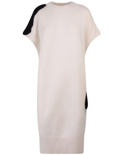 Krizia Ribbed Wool And Cashmere Dress - White