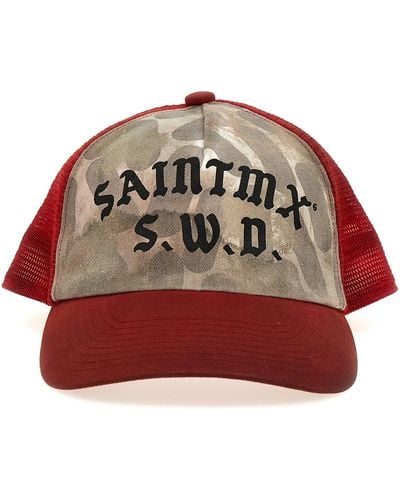 SAINT Mxxxxxx Logo Printed Cap Hats - Red