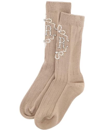 Simone Rocha Sr Socks With Pearls And Crystals - Natural