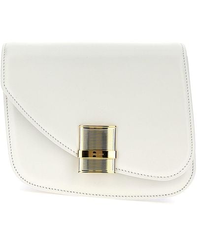 Ferragamo 'Fiamma' Small Shoulder Bag - White