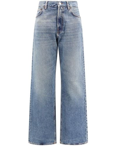 Haikure Cotton Jeans With Flared Bottom Leg - Blue