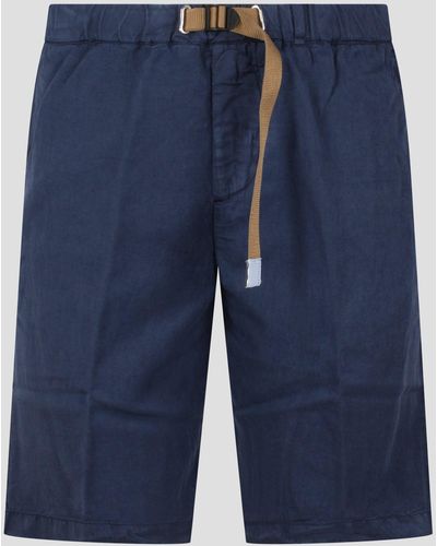 White Sand Linen cotton blend shorts - Blu
