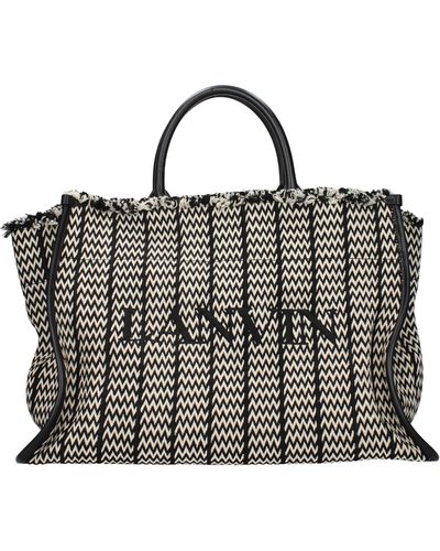 Lanvin Handbags In&out Tote Mm Fabric Black - Multicolor