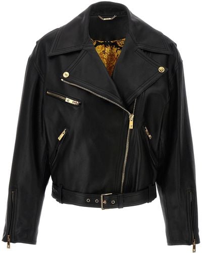 Versace Biker Leather Jacket - Black