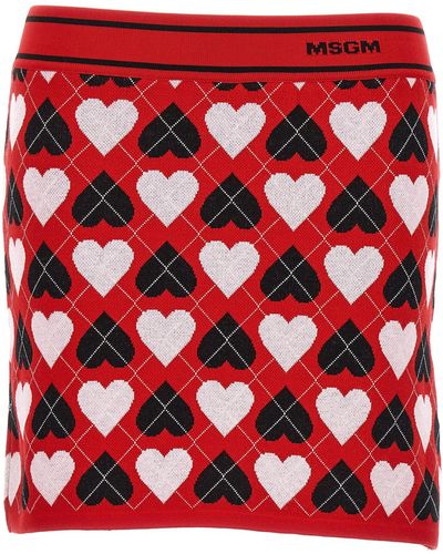 MSGM Hearts Skirts - Red