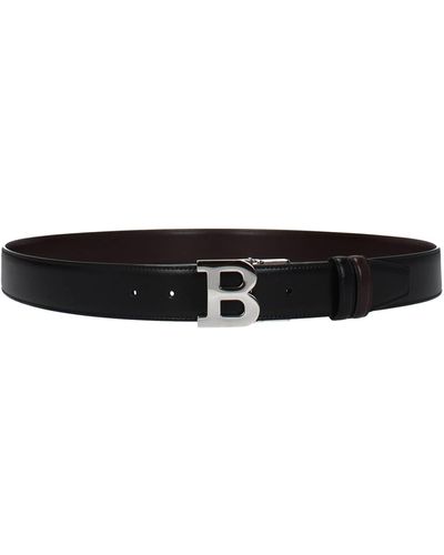 Bally Regular Belts Leather Brown - White
