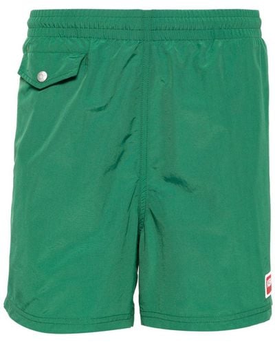 KENZO Swim Shorts With Logo Patch - Green