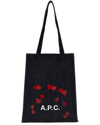 A.P.C. Valentine'S Day Capsule Lou Shopping Bag Tote Blu - Nero