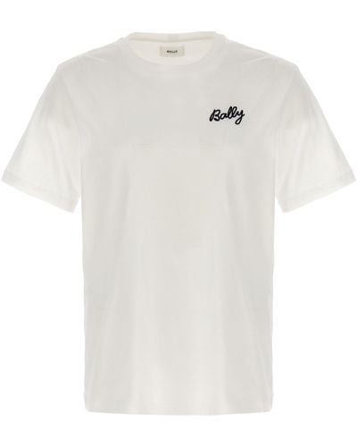 Bally Logo Embroidery T Shirt Bianco