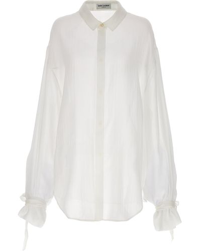 Saint Laurent Striped Silk Shirt Camicie Bianco