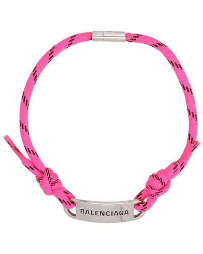 Balenciaga Logo Plaque Necklace - Pink