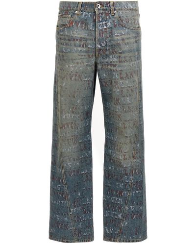 Lanvin Logo Print Jeans Multicolor - Grigio