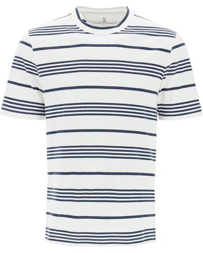 Brunello Cucinelli Striped Crewneck T-Shirt - Gray
