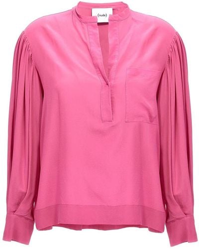 Nude Silk Bloshirt Shirt, Blouse - Pink