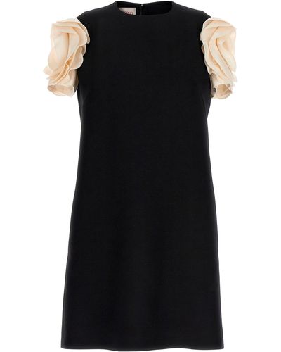 Valentino Garavani Rose Appliqué Mini Dress Dresses - Black