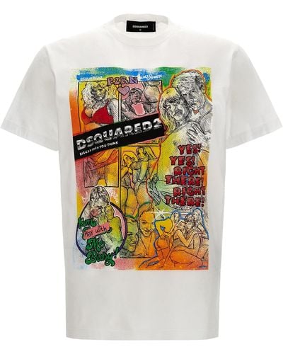 DSquared² Porn T Shirt Bianco - Grigio
