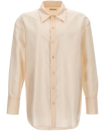 Saint Laurent Faille Shirt Camicie Beige - Bianco