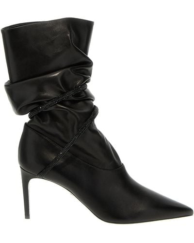 Rene Caovilla 80mm ruched leather boots - Nero