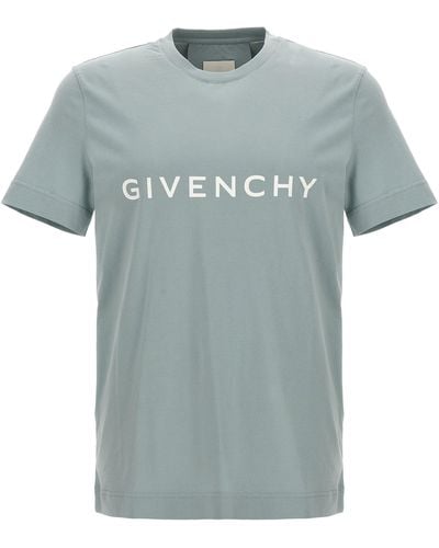 Givenchy Logo Print T Shirt Celeste - Blu