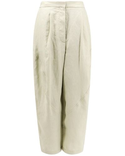 Lardini Wide Leg Linen Trouser - Natural
