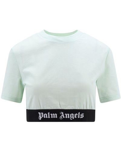 Palm Angels Crop top cotone con fascia elastica Classic Logo - Grigio