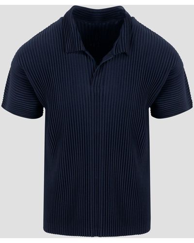 Homme Plissé Issey Miyake Basic pleated polo shirt - Blu