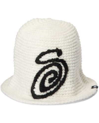 Stussy Swirly S Hats - White