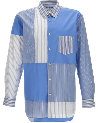 Comme des Garçons Patchwork Striped Shirt Camicie Celeste - Blu